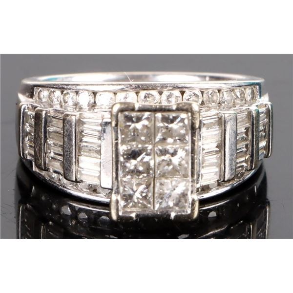 ~2.0CTW DIAMOND 14K WHITE GOLD LADIES RING W/ CERT