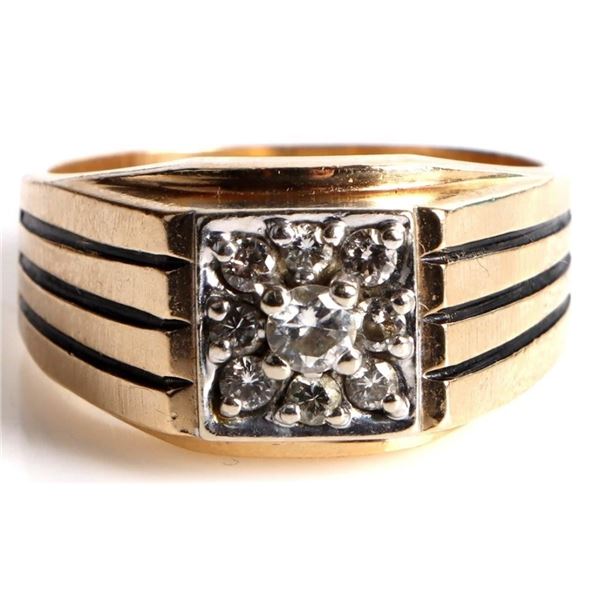 14K YELLOW GOLD MENS DIAMOND RING ~0.60CTW