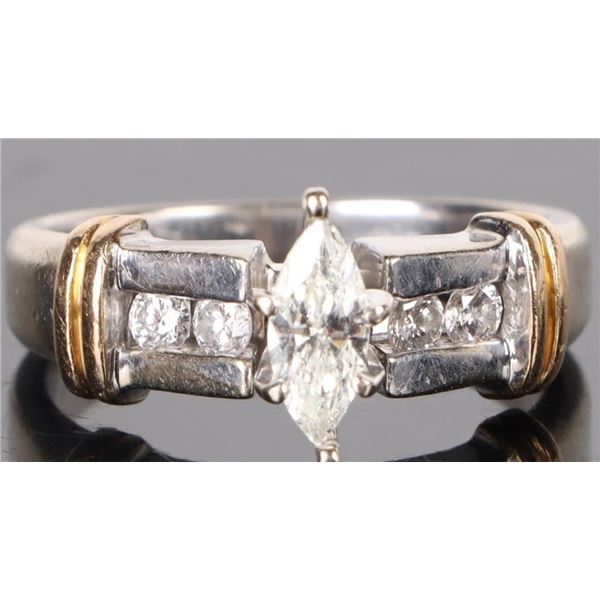 14K WHITE GOLD 1/3CT MARQUISE DIAMOND LADIES RING
