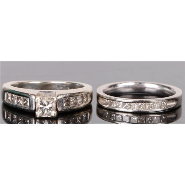 14K WHITE GOLD DIAMOND LADIES WEDDING RING SET