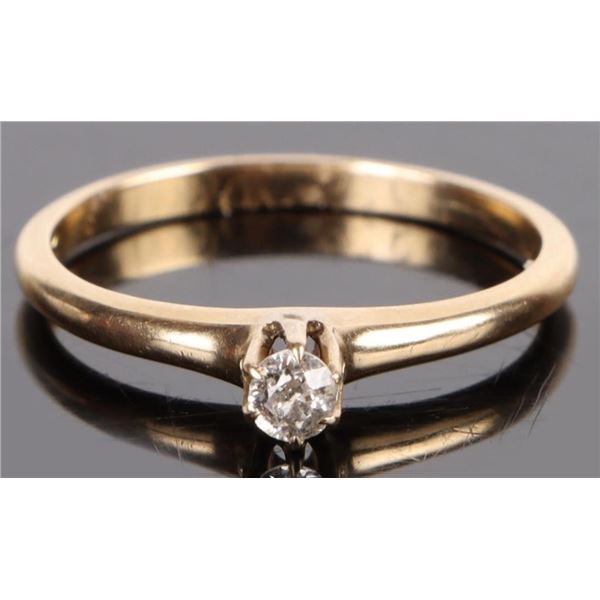 LADIES DIAMOND SOLITAIRE 14K YELLOW GOLD RING