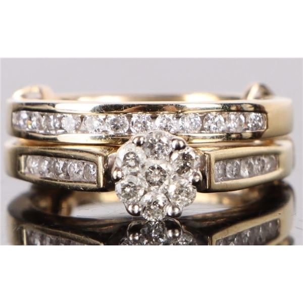 14K YELLOW GOLD DIAMOND LADIES ENGAGEMENT RING SET
