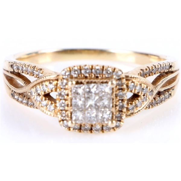 DIAMOND 14KT. YLW GOLD CATHEDRAL SET RING
