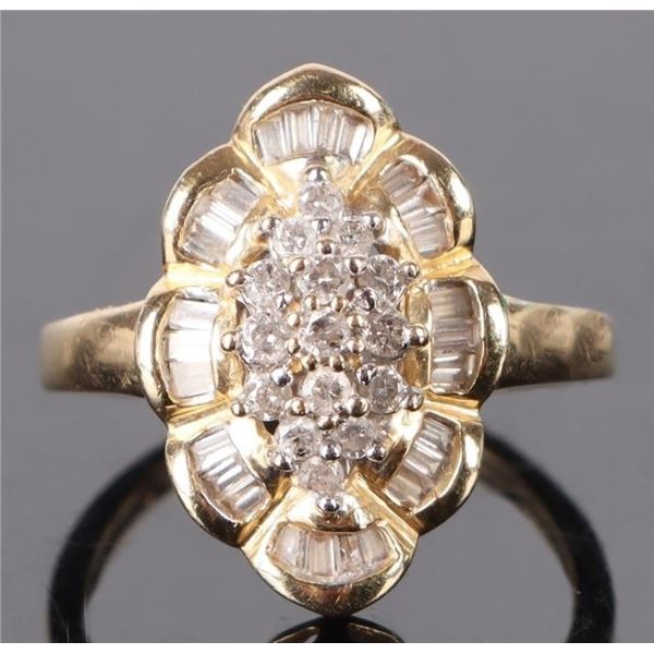 ANTIQUE 14K YELLOW GOLD DIAMOND CLUSTER RING