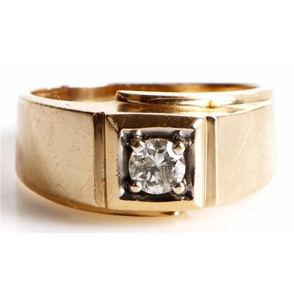 MEN'S ANTIQUE .33CT ROUND DIAMOND 14K GOLD RING