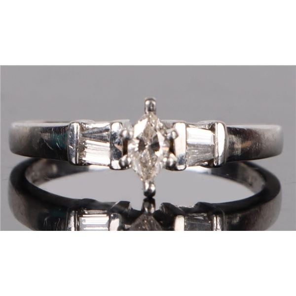 PLATINUM MARQUIS CENTER DIAMOND LADIES RING