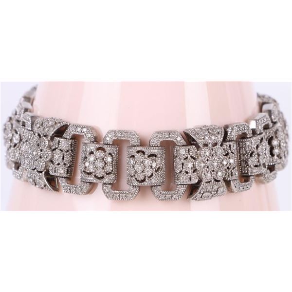 DIAMOND LINK LADIES STERLING SILVER BRACELET