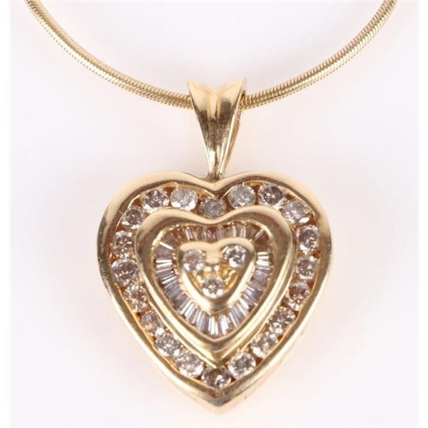 14K YELLOW GOLD DIAMOND HEART LADIES NECKLACE