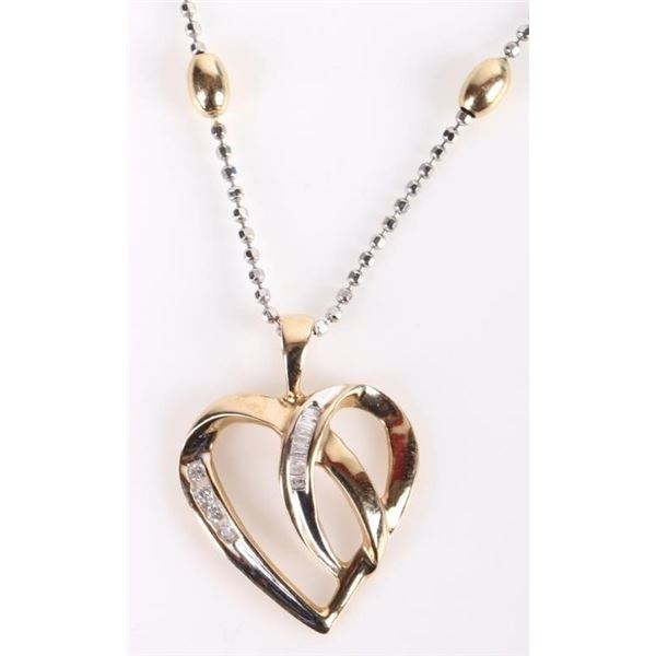 10K YELLOW GOLD HEART DIA PENDANT W 14K GOLD CHAIN