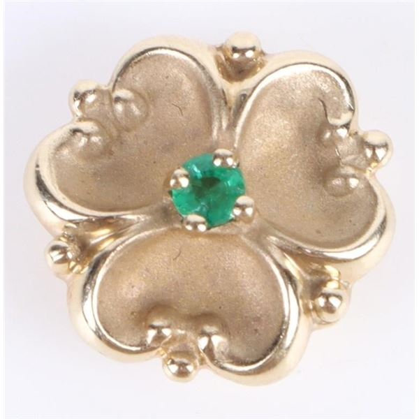 10K YELLOW GOLD CLOVER EMERALD SLIDING PENDANT