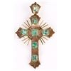 Image 1 : 18K YELLOW GOLD EMERALD CROSS PENDANT