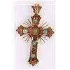 Image 2 : 18K YELLOW GOLD EMERALD CROSS PENDANT