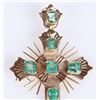 Image 3 : 18K YELLOW GOLD EMERALD CROSS PENDANT