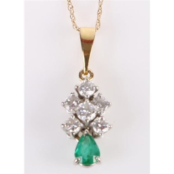 14K & 18K YELLOW GOLD DIAMOND EMERALD NECKLACE