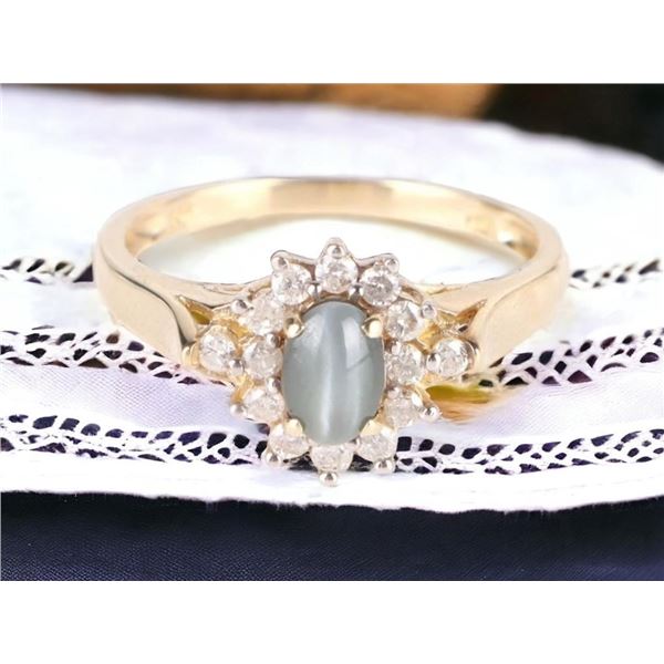 .50 CT CAT'S EYE ALEXANDRITE 14K GOLD DIAMOND RING