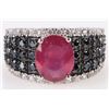 Image 1 : 2.0CT RUBY TOPAZ & ONYX LADIES STERLING RING