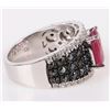 Image 2 : 2.0CT RUBY TOPAZ & ONYX LADIES STERLING RING