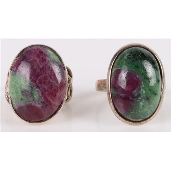 RUBY ZOISITE CABOCHON STERLING SILVER RINGS