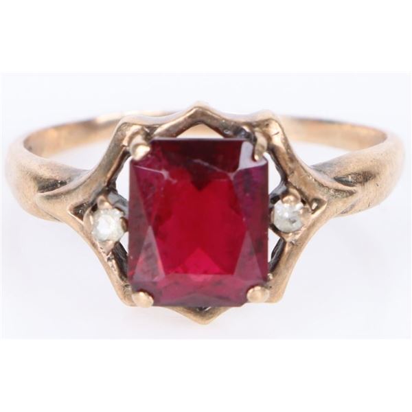 10K YELLOW GOLD RUBY TOPAZ LADIES RING