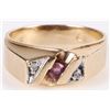 Image 1 : 10K YELLOW GOLD RUBY AND DIAMOND MENS RING