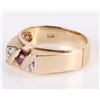 Image 3 : 10K YELLOW GOLD RUBY AND DIAMOND MENS RING
