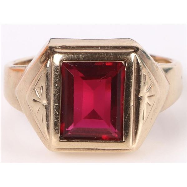 10K YELLOW GOLD RUBY UNISEX RING