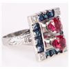 Image 1 : 18K DIAMOND RUBY SAPPHIRE ART DECO RING