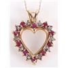 Image 1 : 10K YELLOW GOLD RUBY DIAMOND HEART NECKLACE