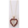 Image 2 : 10K YELLOW GOLD RUBY DIAMOND HEART NECKLACE