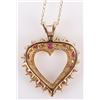 Image 3 : 10K YELLOW GOLD RUBY DIAMOND HEART NECKLACE