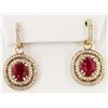 Image 1 : 5.13CTW RUBY & 0.83CTW DIAMOND 14K GOLD EARRINGS