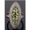 Image 1 : GREEN PERIDOT & DIAMOND STERLING SILVER RING