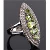 Image 2 : GREEN PERIDOT & DIAMOND STERLING SILVER RING