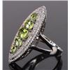 Image 3 : GREEN PERIDOT & DIAMOND STERLING SILVER RING