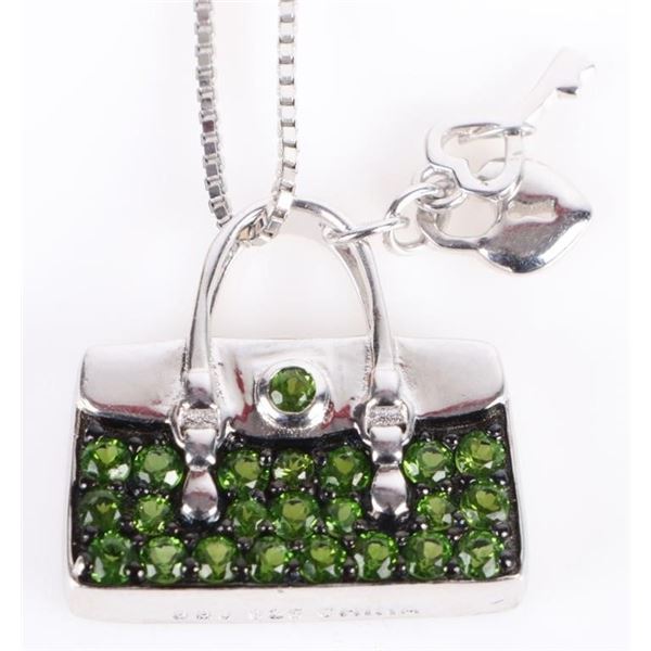 PERIDOT PURSE PENDANT & STERLING SILVER NECKLACE