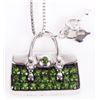 Image 1 : PERIDOT PURSE PENDANT & STERLING SILVER NECKLACE