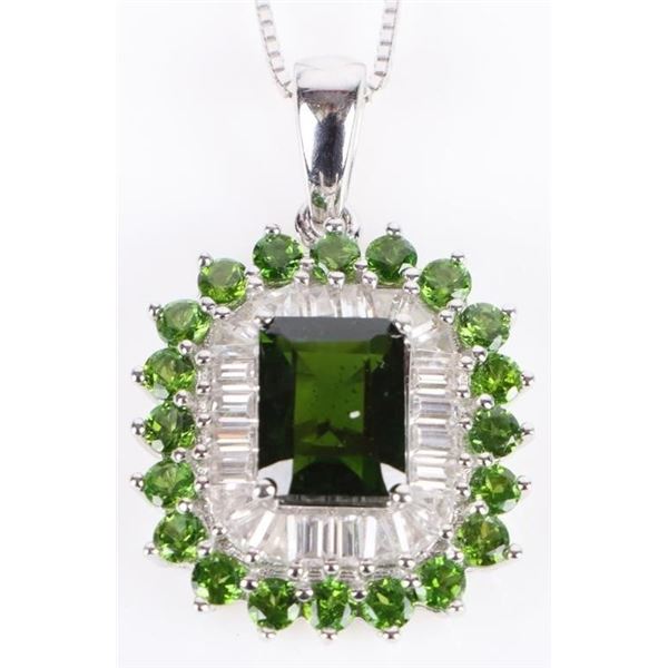 PERIDOT, SPINEL, & SAPPHIRE PENDANT NECKLACE