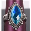 Image 1 : 3.0CT MARQUISE RADIANT BLUE SPINEL SILVER RING