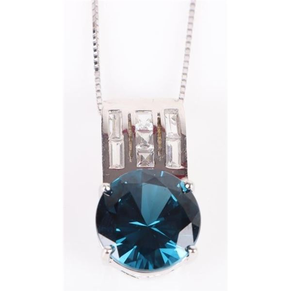 6CT BLUE SPINEL WITH WHITE TOPAZ NECKLACE
