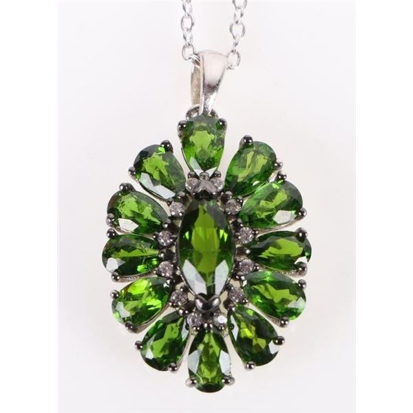 GREEN SPINEL STERLING SILVER LADIES NECKLACE
