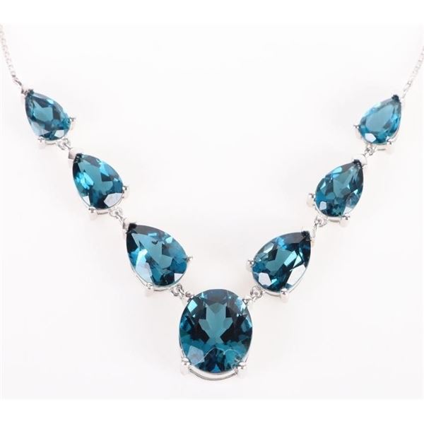 9.5CTW BLUE SPINEL STERLING SILVER NECKLACE