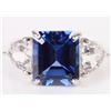 Image 1 : 10X9MM BLUE SAPPHIRE & TOPAZ STERLING SILVER RING