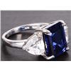 Image 3 : 10X9MM BLUE SAPPHIRE & TOPAZ STERLING SILVER RING