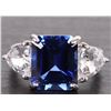 Image 4 : 10X9MM BLUE SAPPHIRE & TOPAZ STERLING SILVER RING