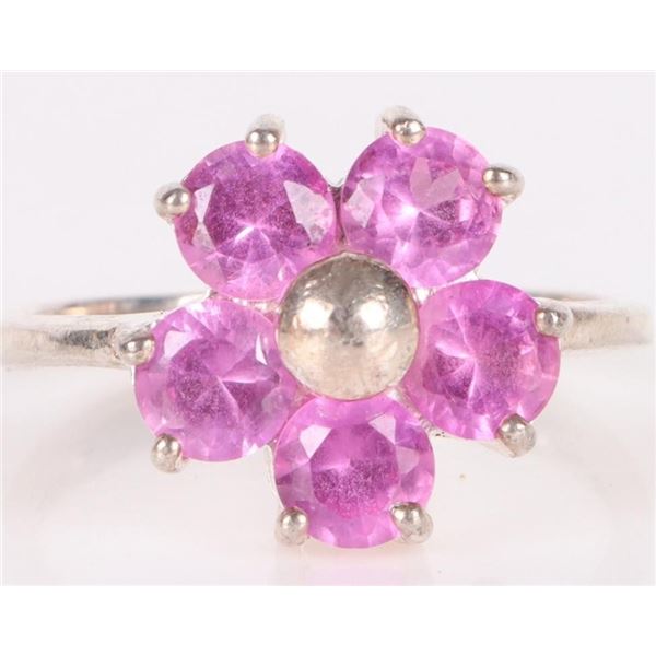 2.5CTW BRIGHT PINK SAPPHIRE STERLING SILVER RING
