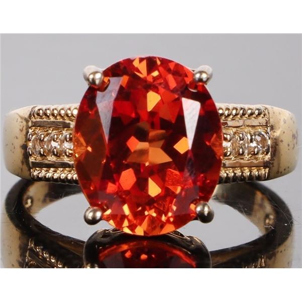 4.0CT ORANGE SAPPHIRE VERMEIL STERLING LADIES RING