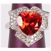 Image 1 : 10MM ORANGE TRILLION SAPPHIRE STERLING RING