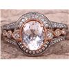 Image 4 : 2CT WHITE SAPPHIRE ROSE GOLD & SILVER LADIES RING
