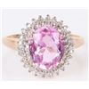 Image 1 : 10K YELLOW GOLD PINK SAPPHIRE DIAMOND LADIES RING