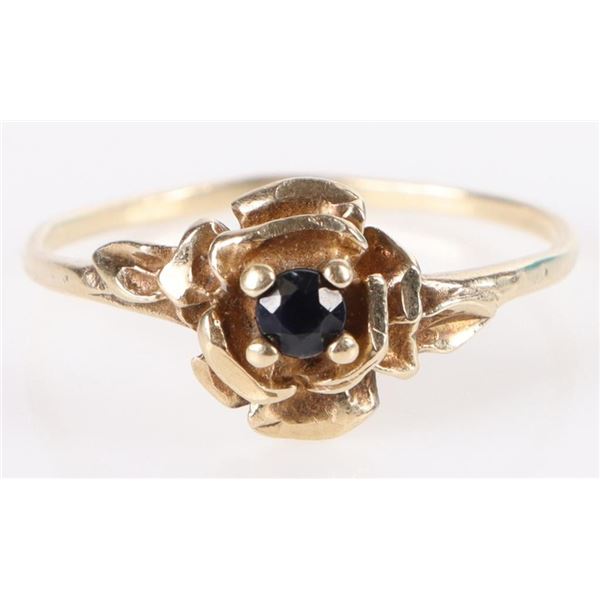 10K YELLOW GOLD BLUE SAPPHIRE LADIES RING